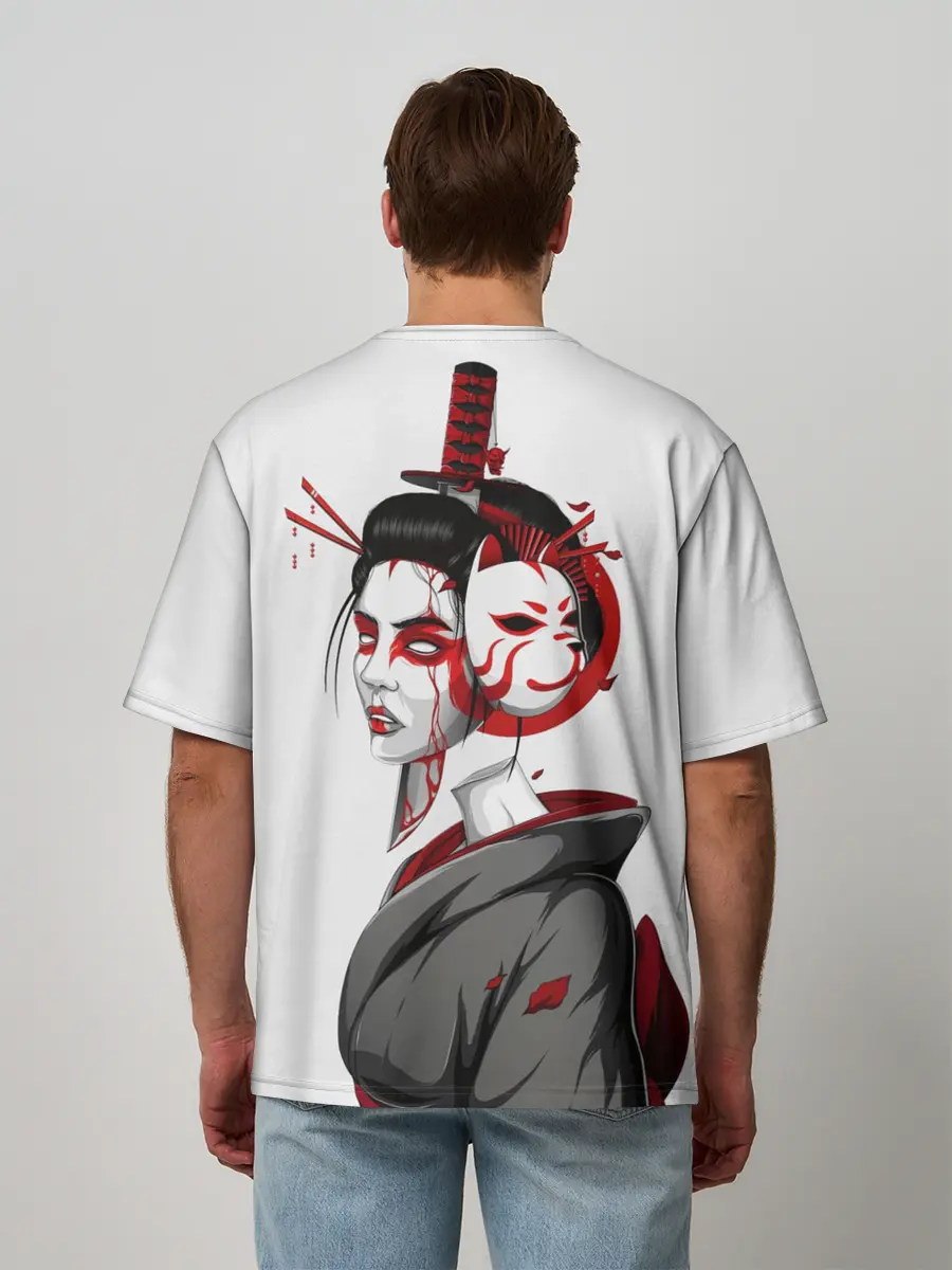 Мужская футболка оверсайз / Гейша