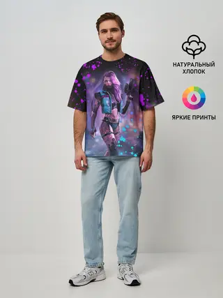 Мужская футболка оверсайз / CYBERPUNK 2077 NEON | КИБЕРПАНК НЕОН