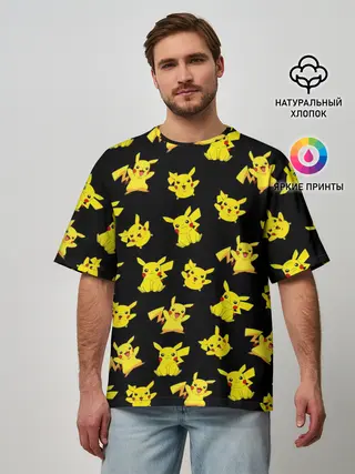 Мужская футболка оверсайз / ПИКАЧУ