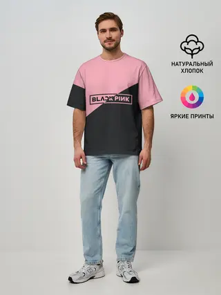 Мужская футболка оверсайз / Black Pink