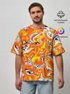 Мужская футболка оверсайз / Огненные разводы лавы