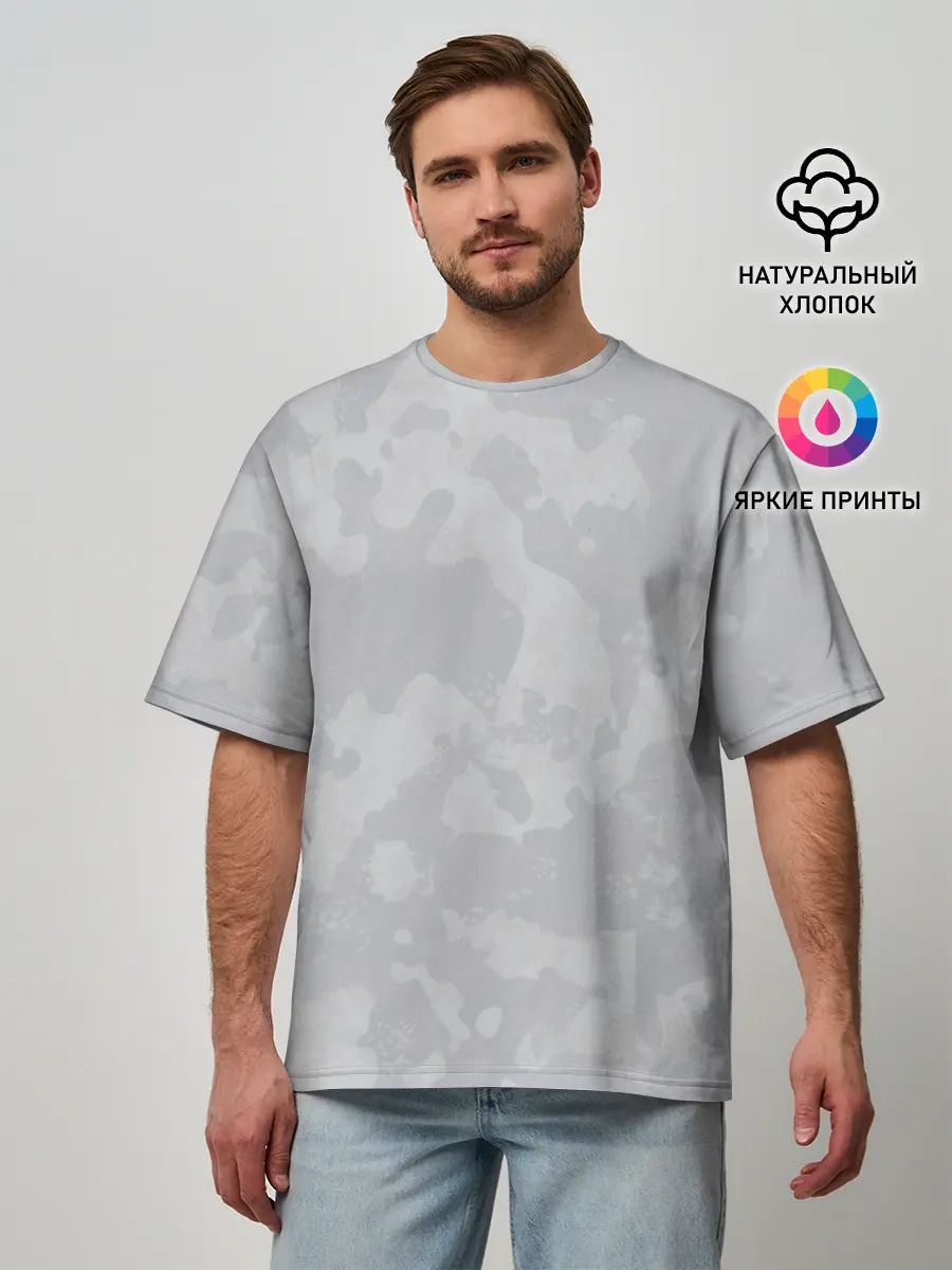 Мужская футболка оверсайз / Светло-серая