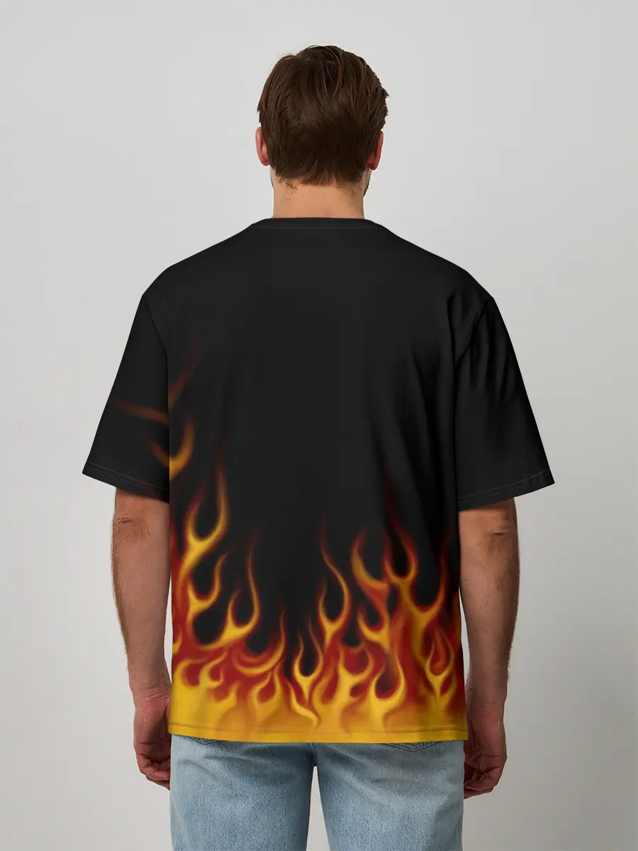 Мужская футболка оверсайз / Пламя Old School