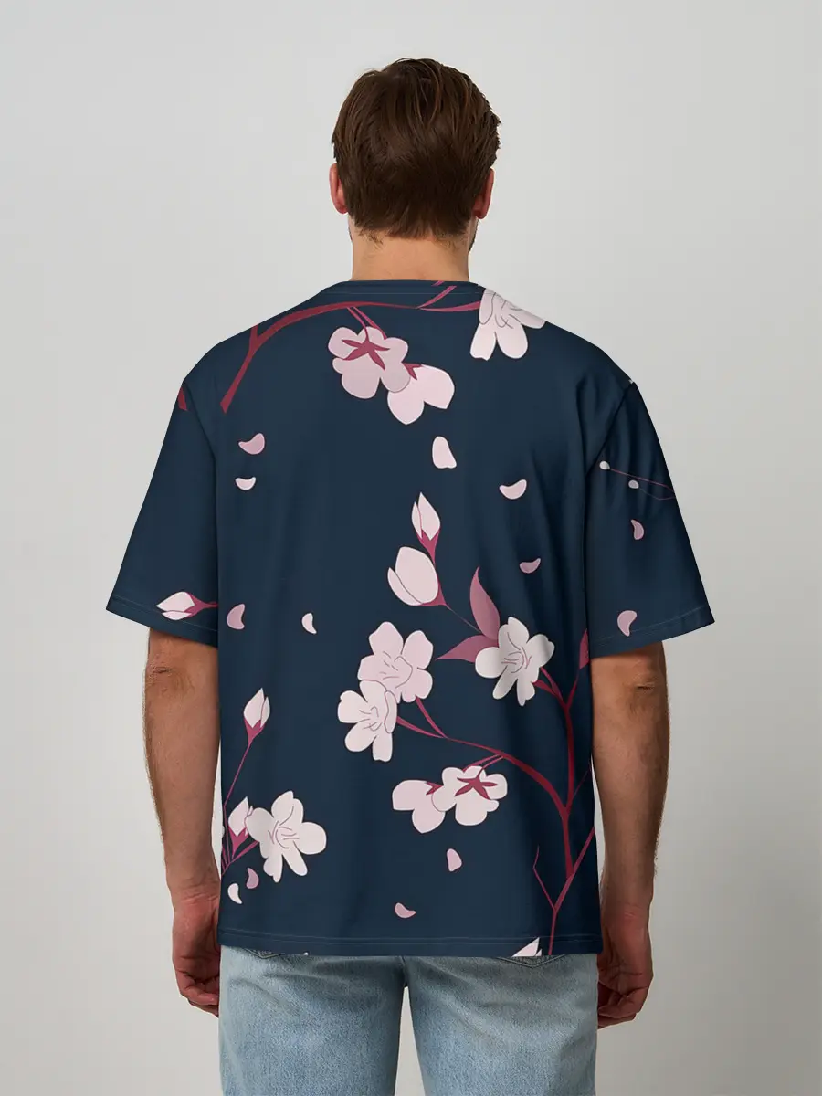 Мужская футболка оверсайз / Веточки сакуры
