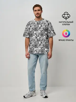Мужская футболка оверсайз / Злые Гориллы - Паттерн