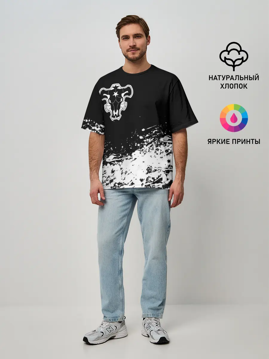 Мужская футболка оверсайз / Черный Клевер