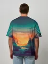 Мужская футболка оверсайз / Закат Лес