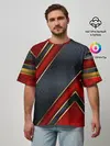 Мужская футболка оверсайз / Black & Red 3D