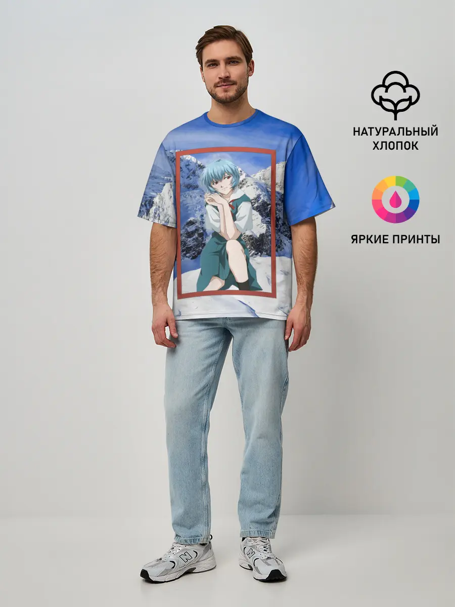 Мужская футболка оверсайз / Рей Аянами