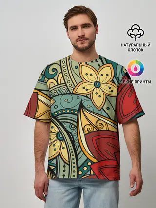Мужская футболка оверсайз / Векторная клумба