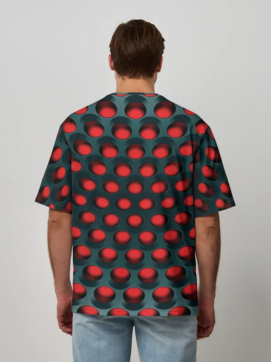 Мужская футболка оверсайз / Раскалённый красный 3Д