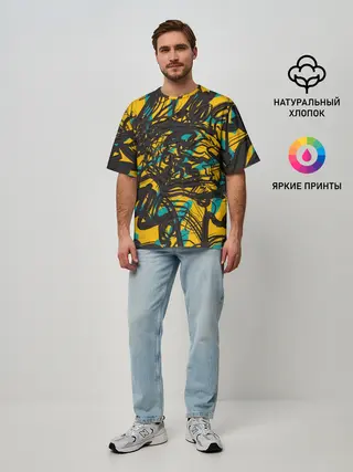 Мужская футболка оверсайз / Черные линии