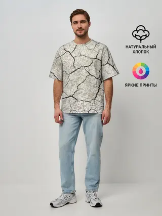 Мужская футболка оверсайз / Трещины на земле