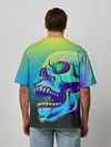Мужская футболка оверсайз / Neon skull