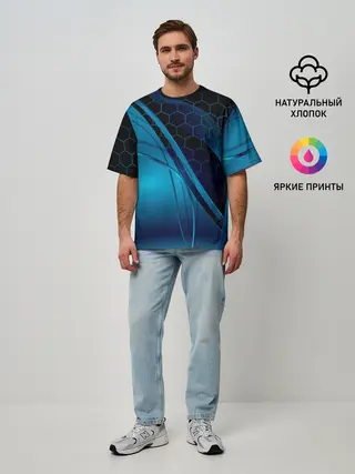 Мужская футболка оверсайз / ABSTRACT BLUE