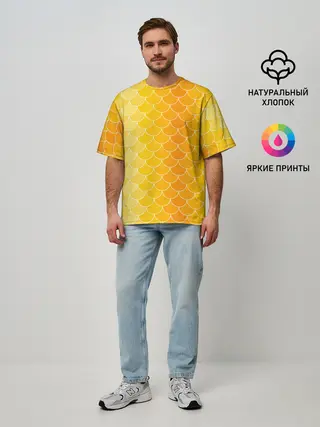Мужская футболка оверсайз / Желтая чешуя
