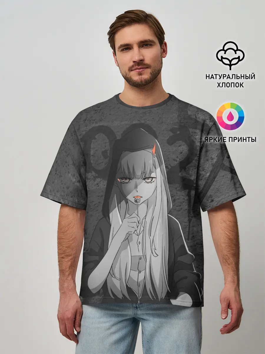 Мужская футболка оверсайз / Zero Two Меланхолия