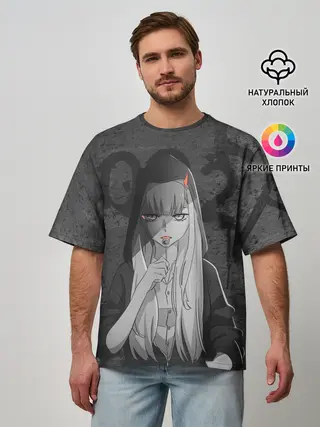 Мужская футболка оверсайз / Zero Two Меланхолия