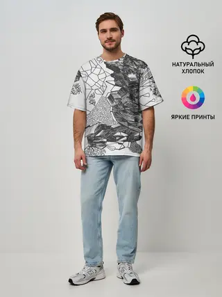 Мужская футболка оверсайз / Структурная мозайка