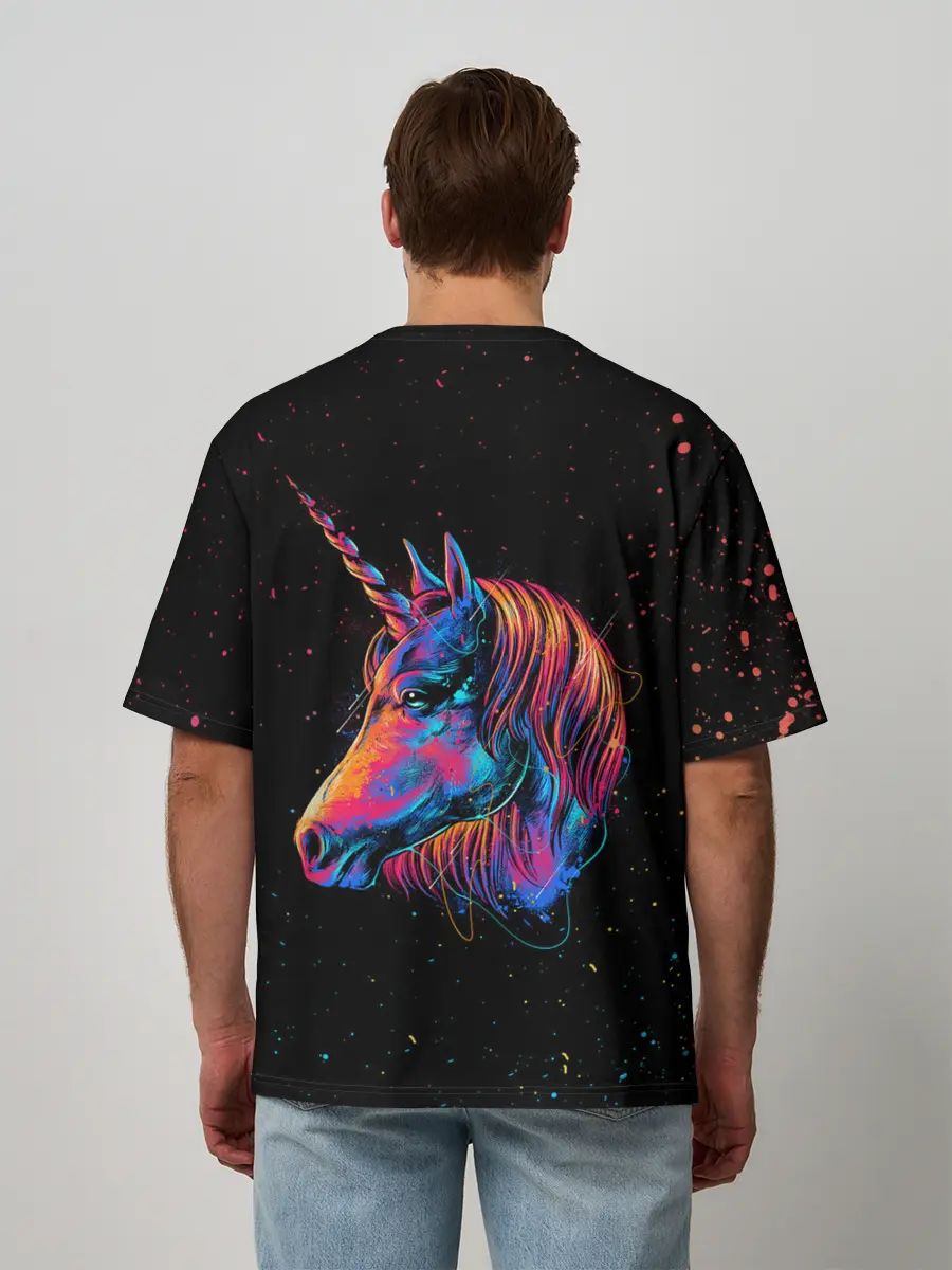 Мужская футболка оверсайз / ЕДИНОРОГ | UNICORN RAINBOW