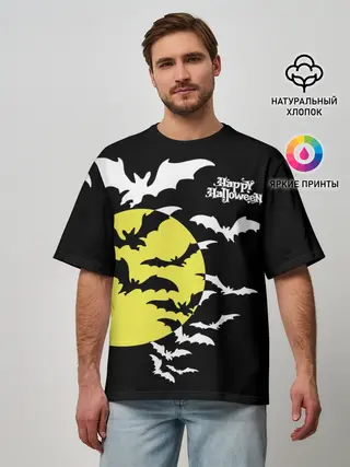 Мужская футболка оверсайз / Летучие мыши на Хэллоуин