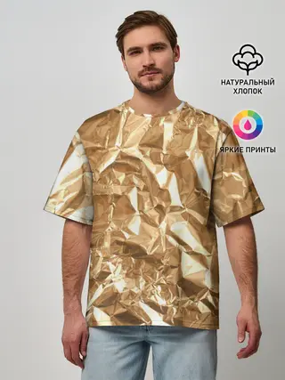 Мужская футболка оверсайз / Мятая Фольга