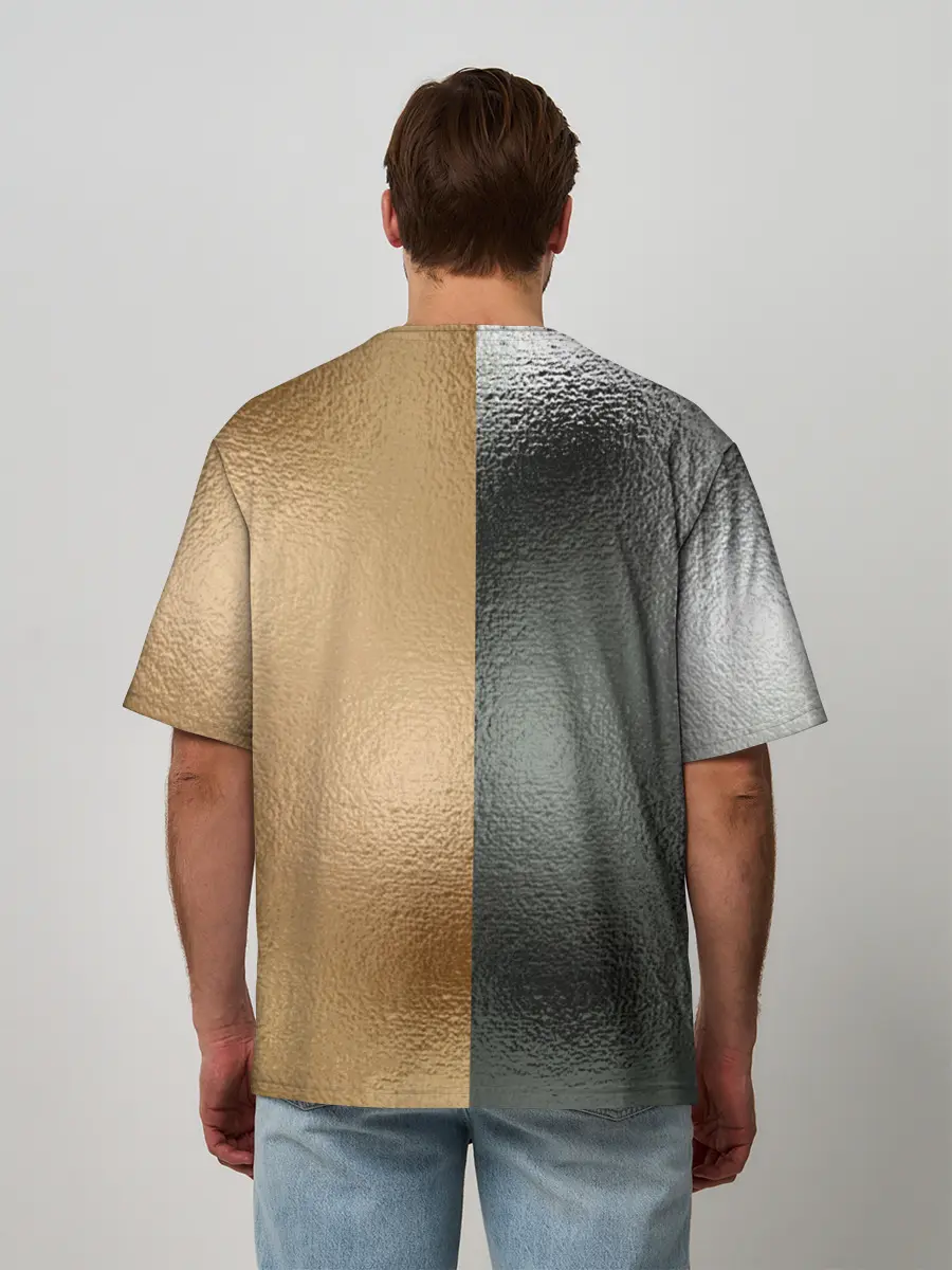 Мужская футболка оверсайз / Золото и Серебро
