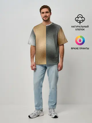 Мужская футболка оверсайз / Золото и Серебро