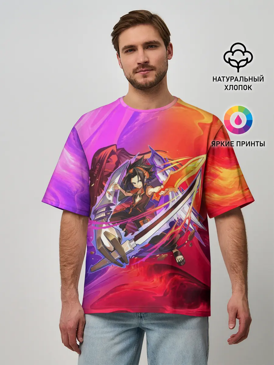 Мужская футболка оверсайз / Шаман Кинг | Йо Асакура