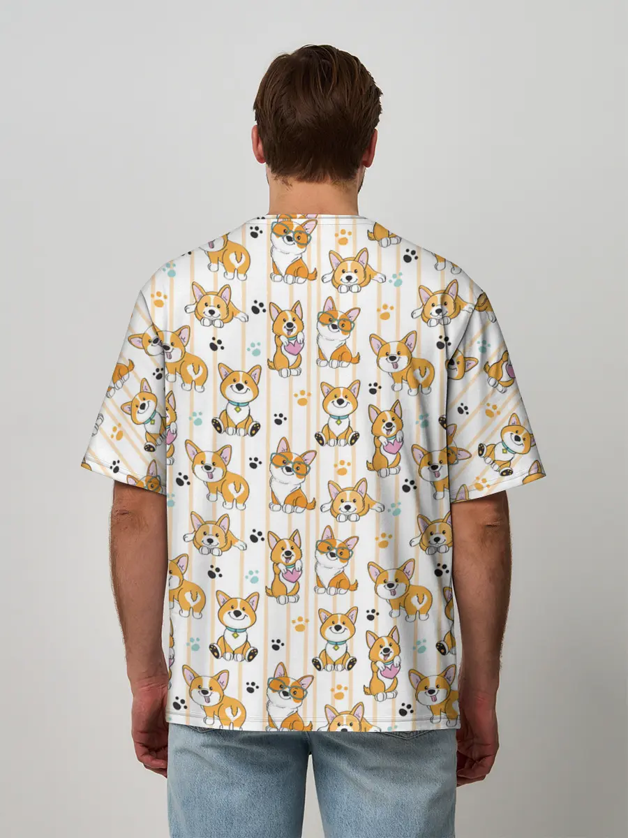 Мужская футболка оверсайз / Вельш корги пемброк