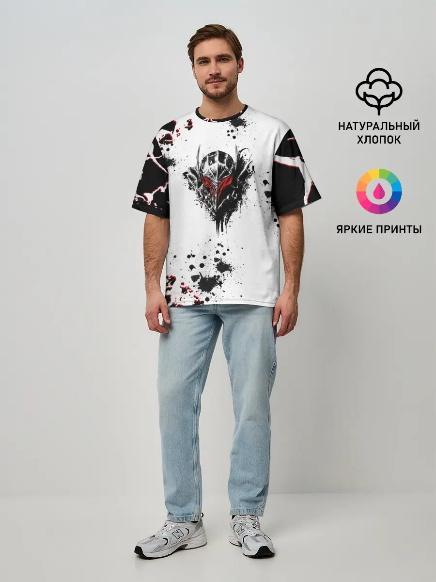 Мужская футболка оверсайз / Берсерк черная маска.