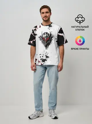 Мужская футболка оверсайз / Берсерк черная маска.