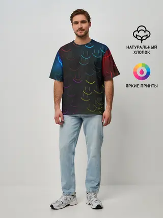 Мужская футболка оверсайз / Rainbow smile
