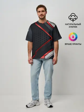 Мужская футболка оверсайз / luxury Black 3D СОТЫ