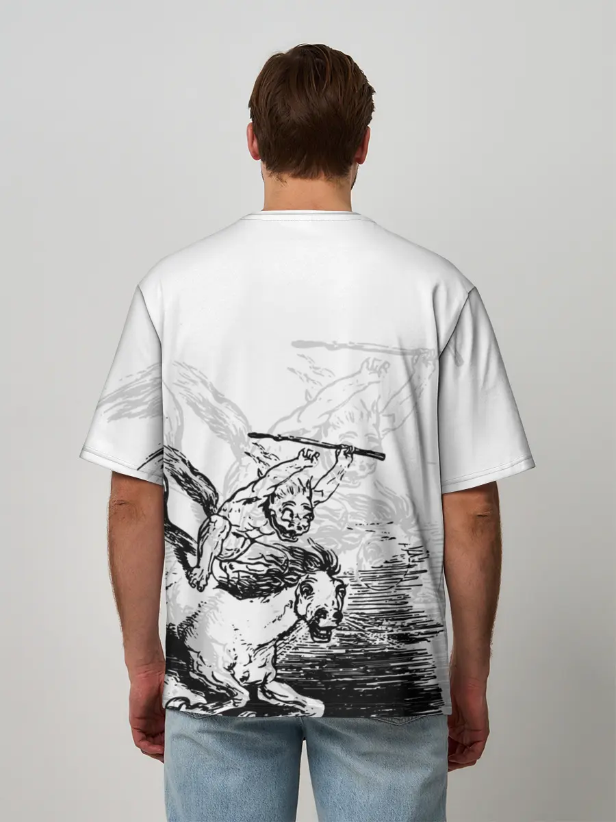 Мужская футболка оверсайз / A demon on a horse