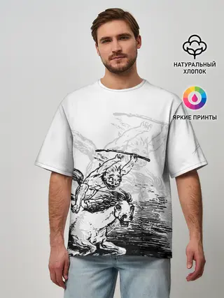 Мужская футболка оверсайз / A demon on a horse