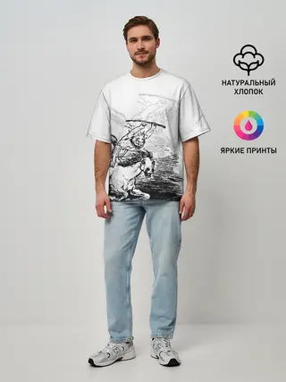 Мужская футболка оверсайз / A demon on a horse