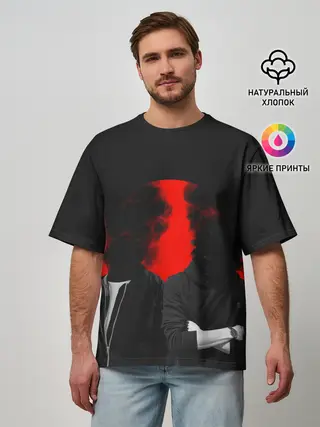 Мужская футболка оверсайз / Дымится голова