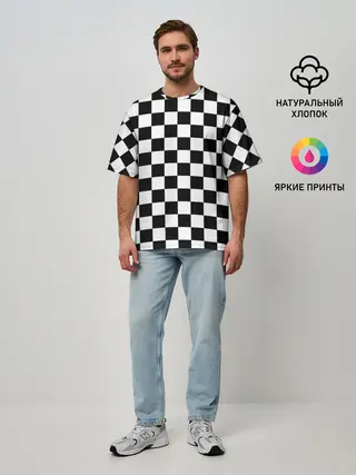 Мужская футболка оверсайз / Шахматка