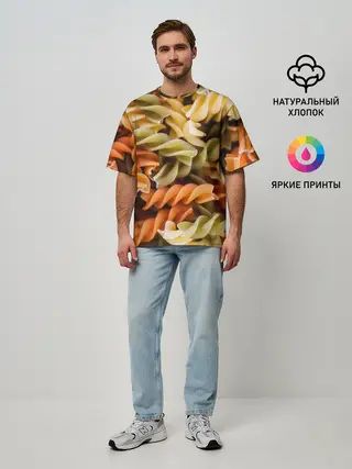Мужская футболка оверсайз / Макароны Спиральки
