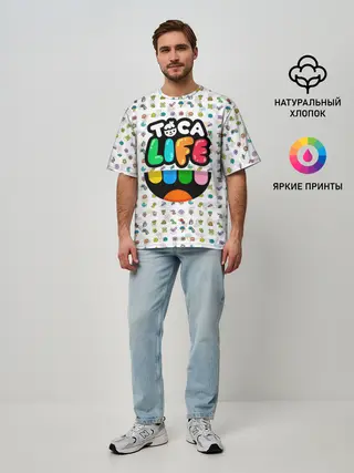 Мужская футболка оверсайз / Toca Boca | Тока Бока | Паттерн