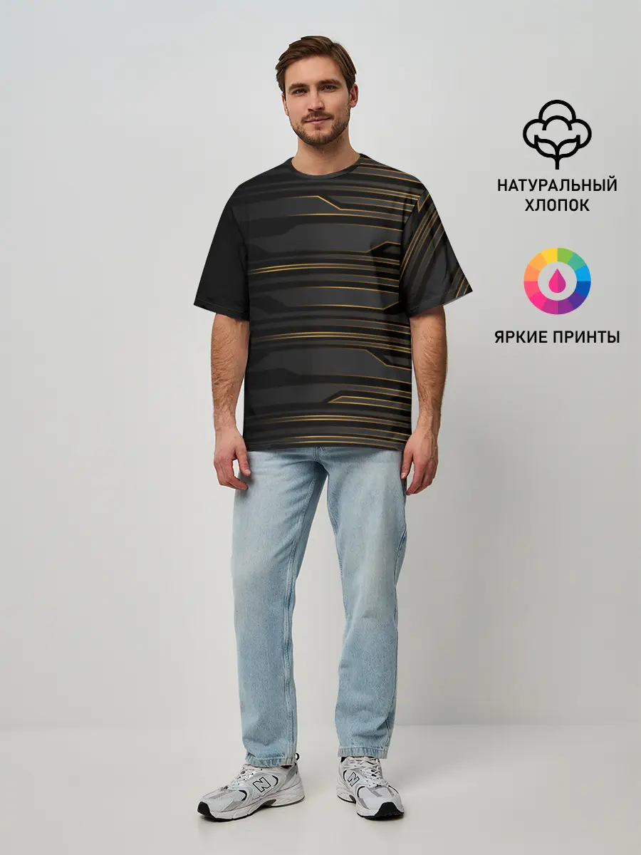Мужская футболка оверсайз / Futuristic technology lines