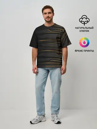 Мужская футболка оверсайз / Futuristic technology lines