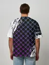 Мужская футболка оверсайз / Монокума на фиолетовом паттерне