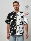 Мужская футболка оверсайз / Паттерн ДжоДжо черно-белый