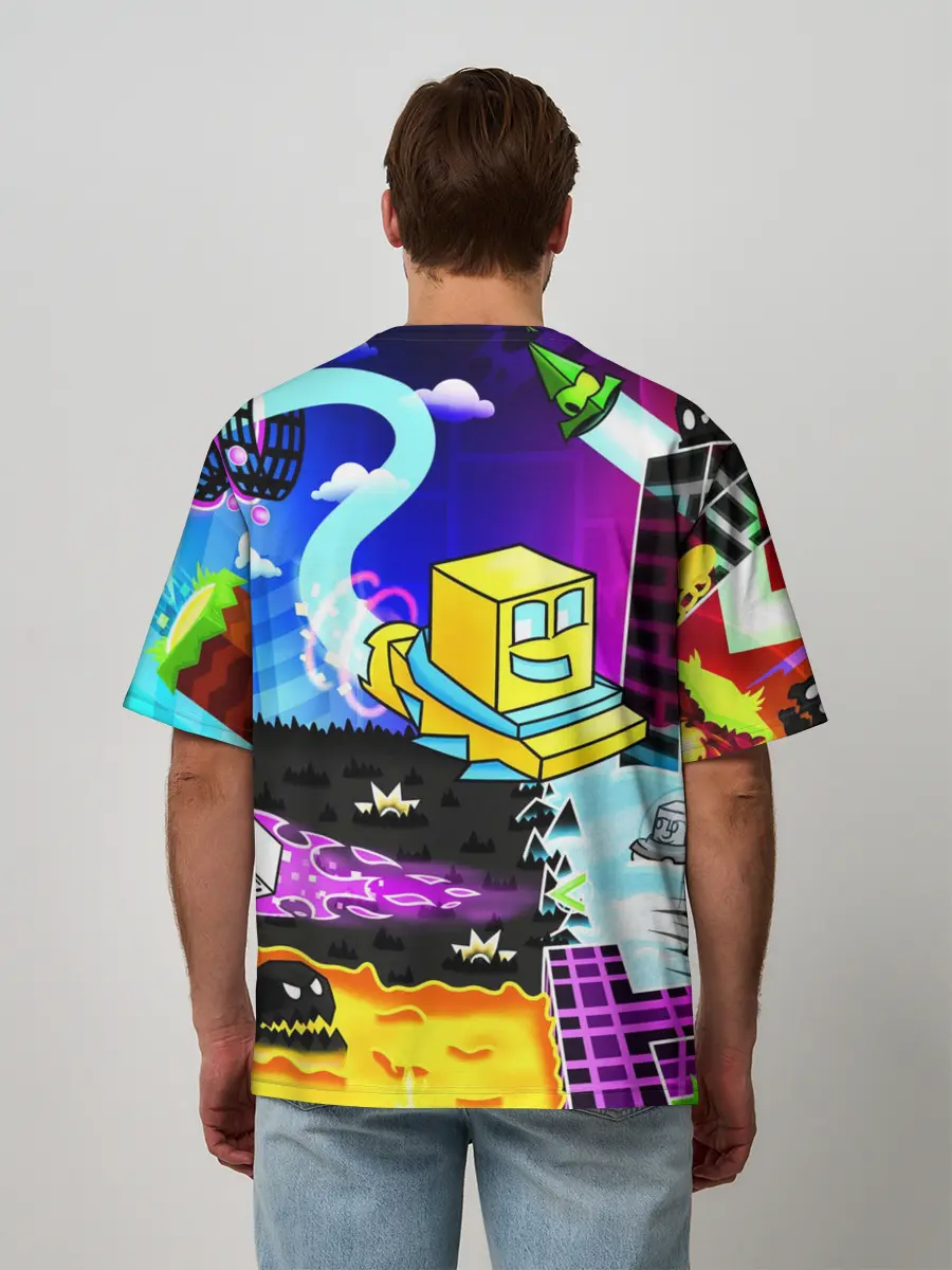 Мужская футболка оверсайз / GEOMETRY DASH / ГЕОМЕТРИ ДАШ