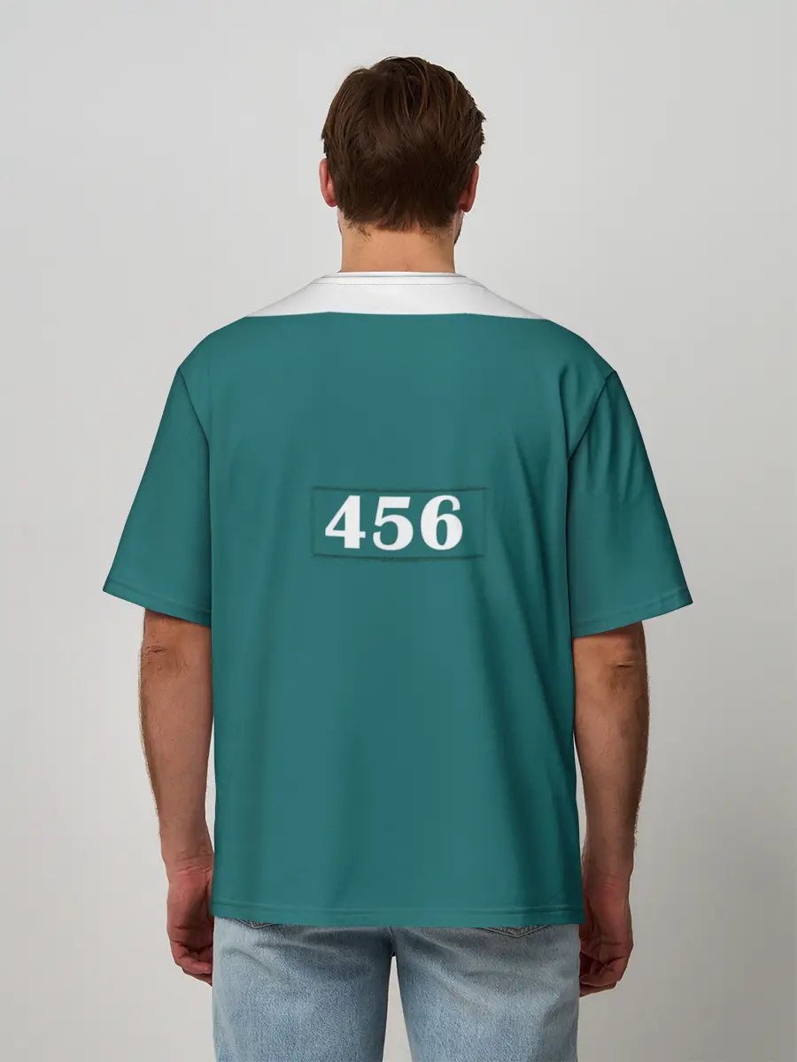 Мужская футболка оверсайз / Как в игре в кальмара. Куртка бирюзовая