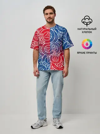 Мужская футболка оверсайз / ФК ПСЖ / PARIS SAINT GERMAIN