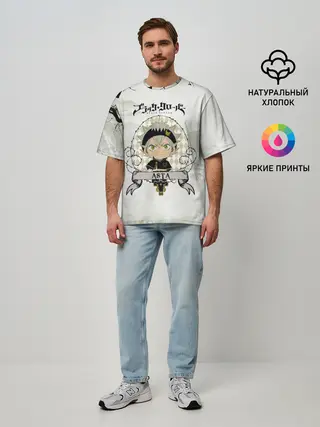 Мужская футболка оверсайз / Аста Чёрный клевер Япония