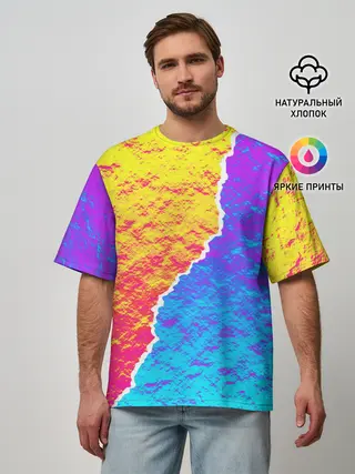 Мужская футболка оверсайз / Цветные переливы